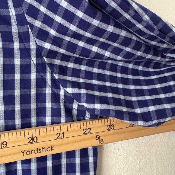 7 Diamonds Shirt Mens Shirt XL Blue White Gingham Button Long Sleeve Work Office - Picture 9 of 9